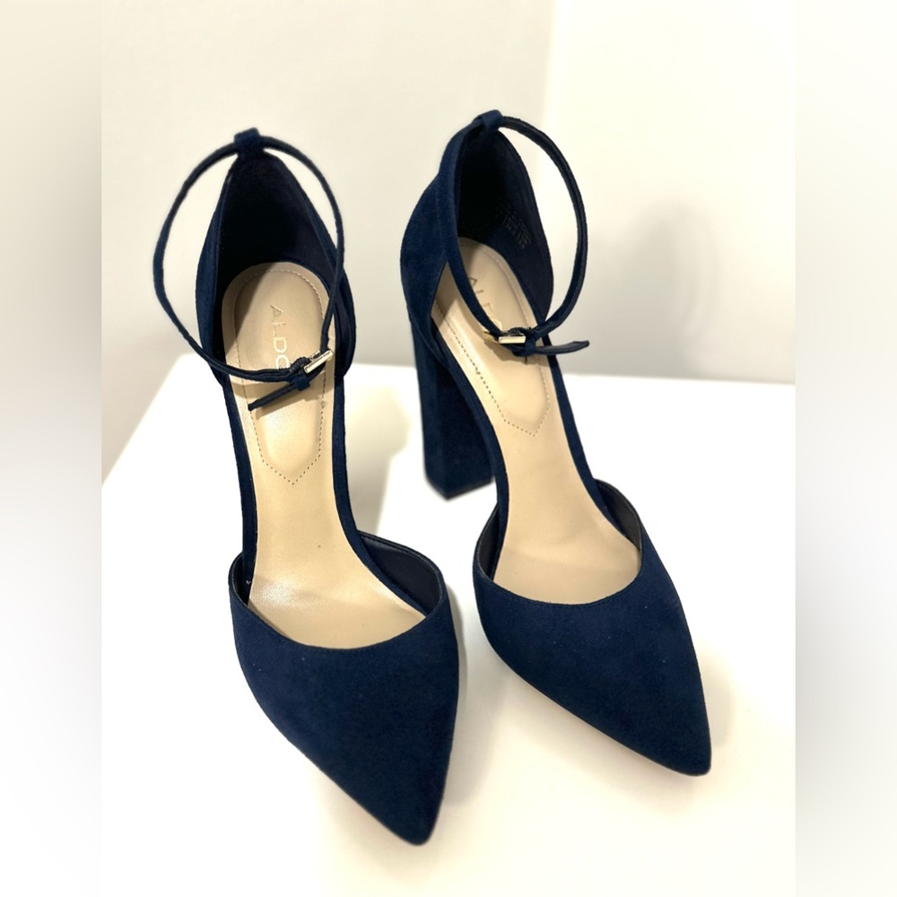 COPY - ALDO Navy Suede Block Heels - 8
